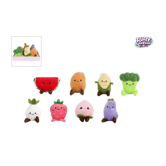 Fluffy menu groente en fruit pluche 9ass 12-14cm