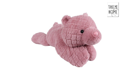 Mini club beer liggend pluche roze 70cm