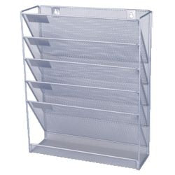 Wandfolderhouder viking 105x405x325mm zilver 5 vakken