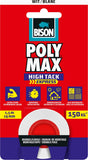 Bison poly max® high tack express montage tape wit, universele dubbelzijdige montagetape 1,5 meter x 19mm, eenvoudig in gebruik, extra sterk, supersnel, ophangen zonder boren