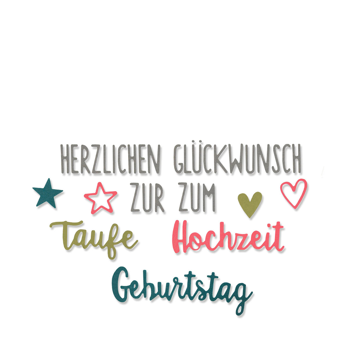 Sizzix • thinlits snijmal duitse tekst herzlich glückwunsch set x8