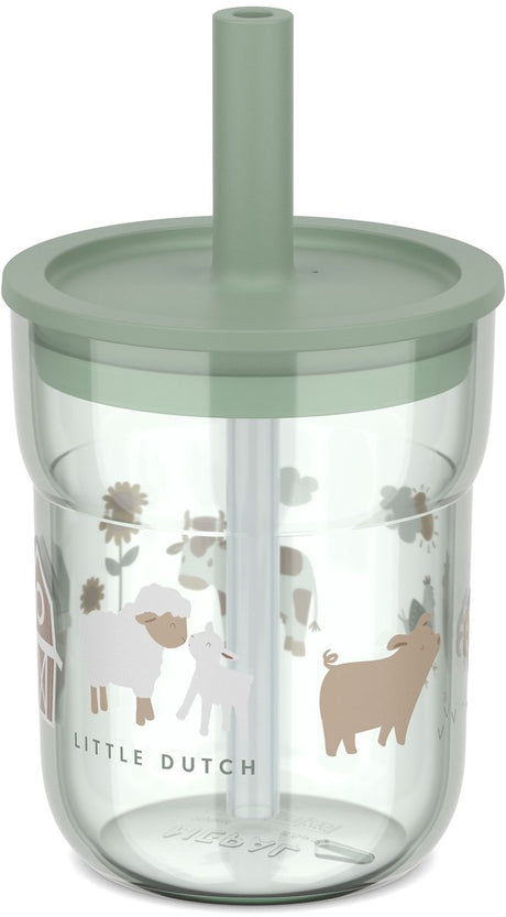 Mepal mio kinderbeker met rietje little dutch - 250 ml - makkelijk vast te houden - kinderservies - little farm