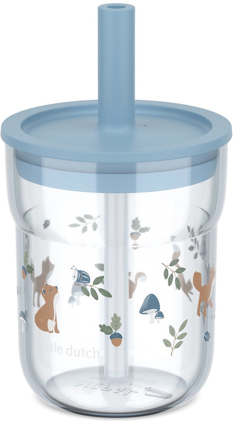 Mepal mio kinderbeker met rietje little dutch - 250 ml - makkelijk vast te houden - kinderservies - forest friends