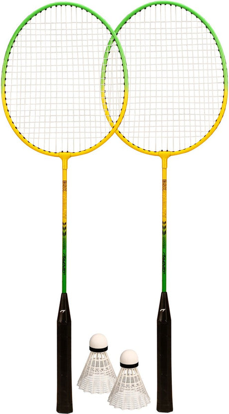 Avento badminton set - gehard staal - groen geel