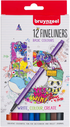 Bruynzeel fineliner set 12 kleuren | set a 12 stuk