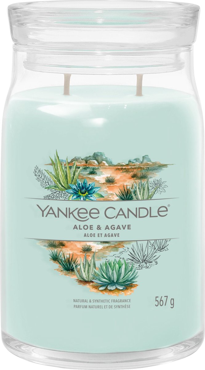 Yankee candle - aloe agave large jar geurkaars - 90 branduren - twee lonten