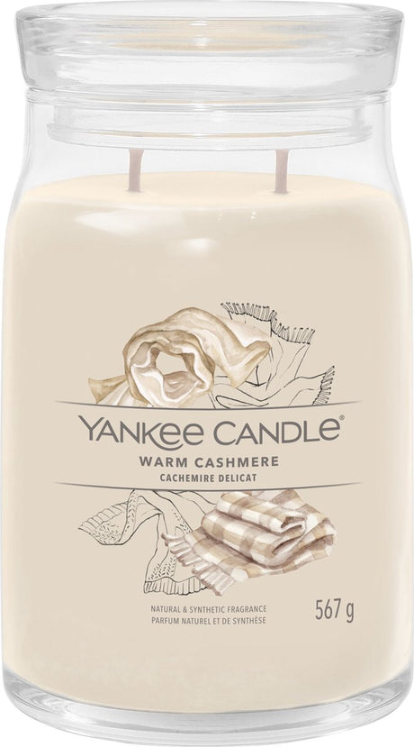 Yankee candle - warm cashmere large jar geurkaars - 90 branduren - twee lonten