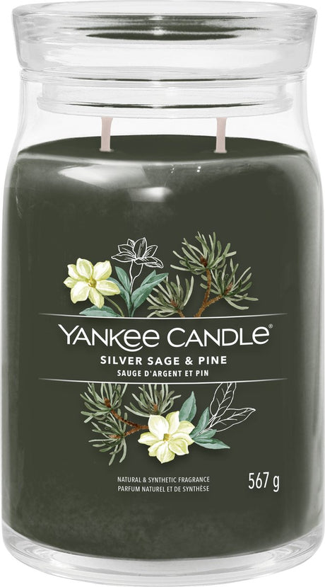 Yankee candle - silver sage pine large jar geurkaars - 90 branduren - twee lonten