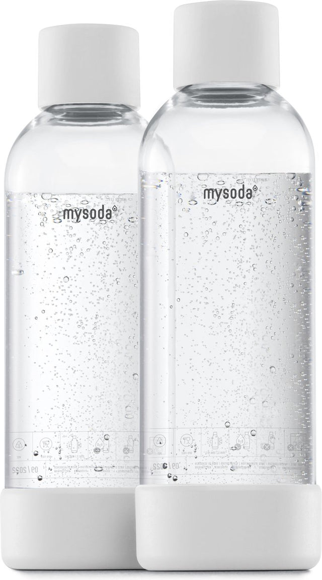Mysoda - set van 2 herbruikbare flessen van 1 liter - wit- geschikt voor apparaten