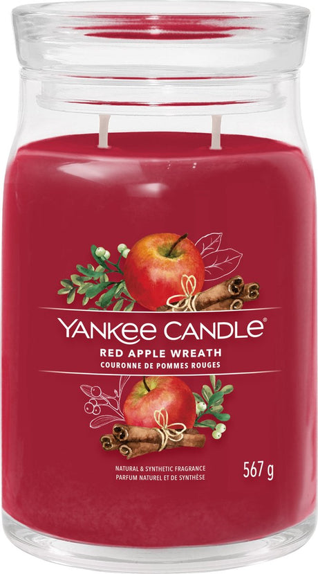 Yankee candle - red apple wreath large jar geurkaars - 90 branduren - twee lonten