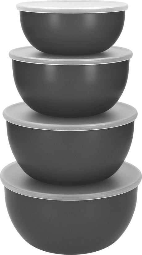 Kitchenaid mengkom met deksel, 4 delige set, kunststof, grijs -