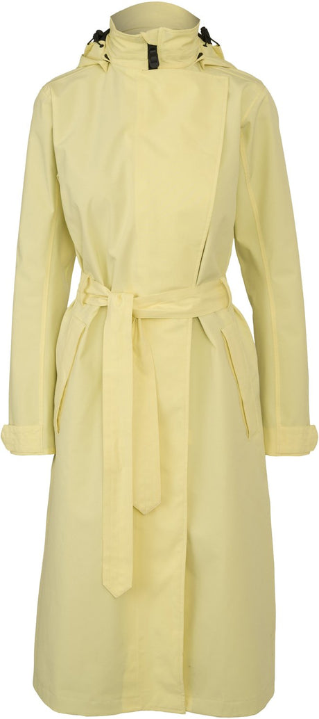 Agu trench coat long regenjas dames waterdicht - lichtgeel - waterkolom 10.000 mm - afneembare capuchon xl