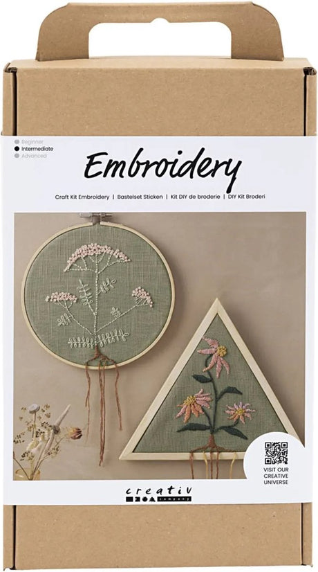 Creativ company hobbyset borduurwerk dusty groen borduurframe