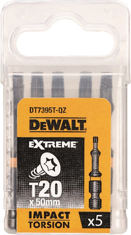 Dewalt t20 50mm impact torsion schroefbits (5 stuks) - extreme - dt7395t