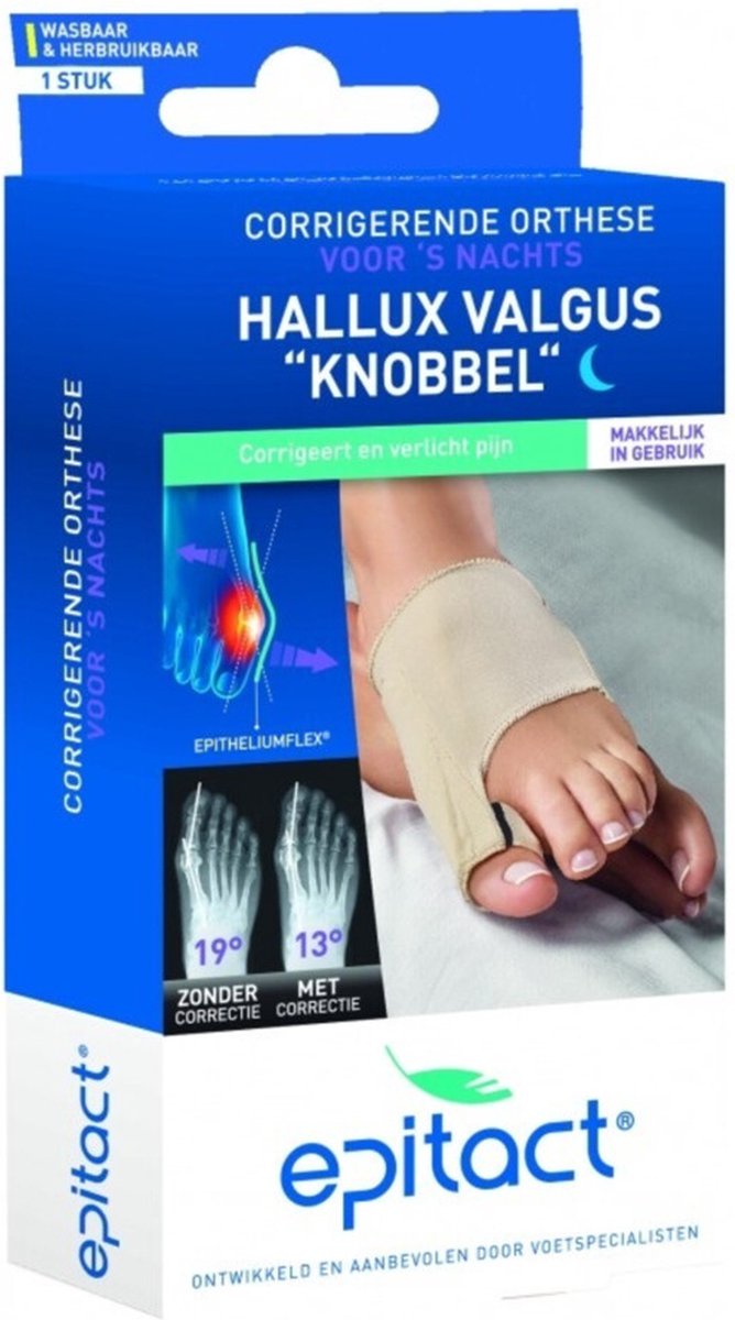 Epitact hallux valgus nachtorthese - maat s (36 38) - thermovormbaar - corrigerend en pijnverlichtend - 1 stuk