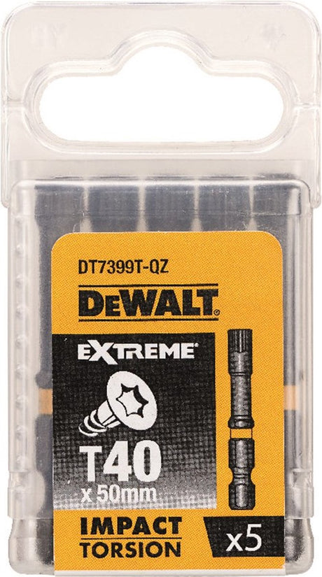 Dewalt t40 50mm impact torsion schroefbits (5 stuks) - extreme - dt7399t