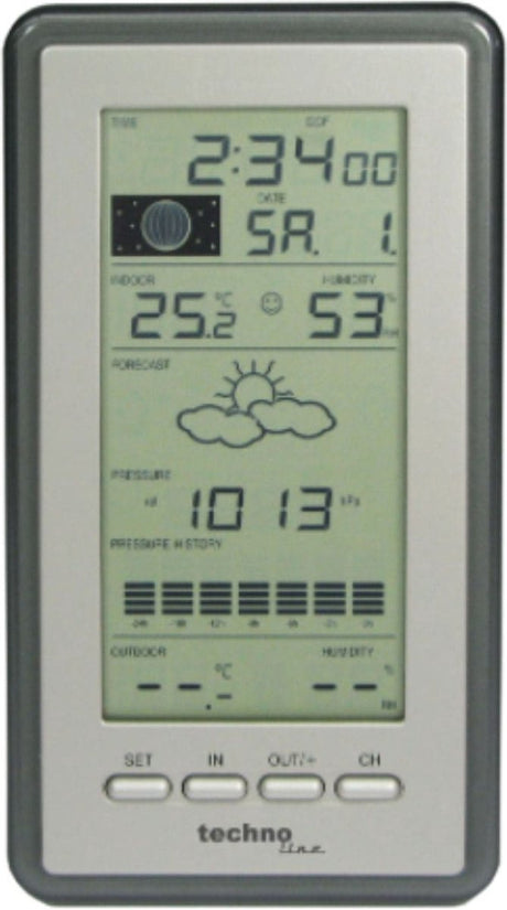 Technoline weerstation - ws 9040-it - 100x178x28mm - zilver grijs - met 1 buitensensor 100m - tl-ws9040-it
