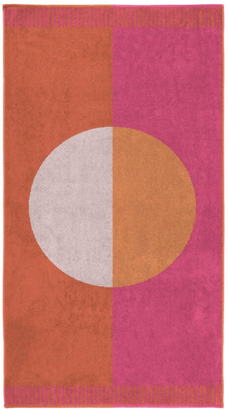Seahorse strandlaken colorblock circle - roze - 100x180