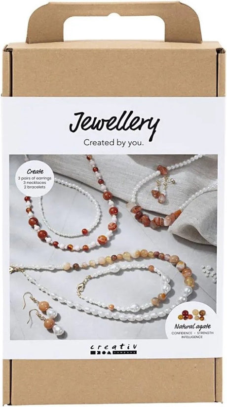 Creativ company hobbyset sieraden beige burnt orange wit parelmoer