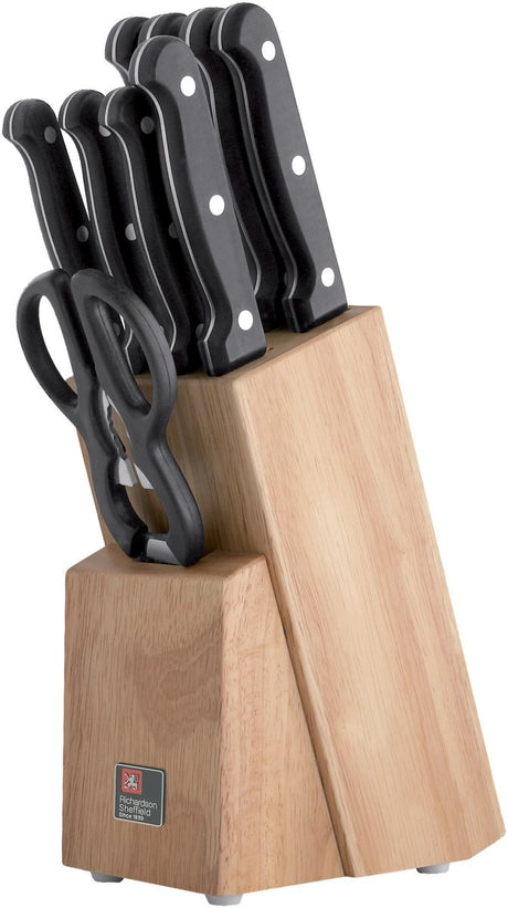 Richardson sheffield artisan – 9-delig messenblok – rubberhout- 13 0 messenstaal – sterk, duurzaam betrouwbaar