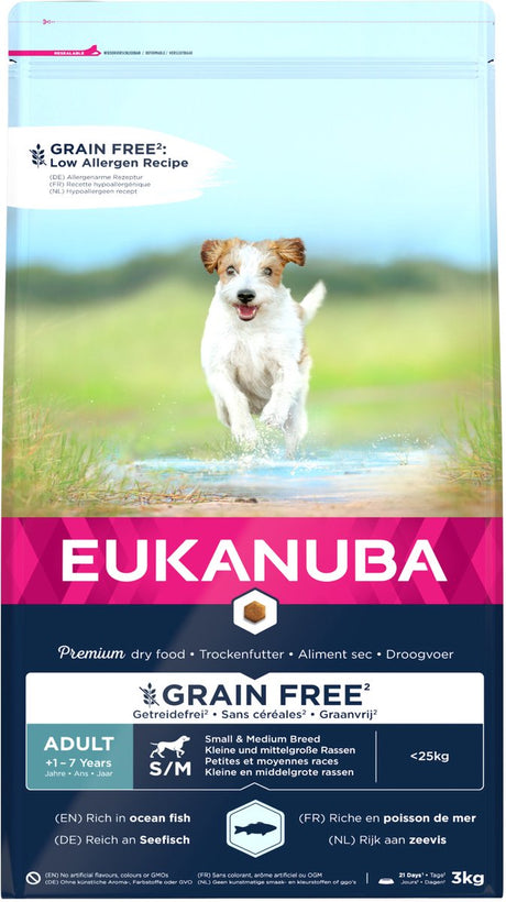 Eukanuba adult small medium grain free zeevis - hondenvoer - 3 kg