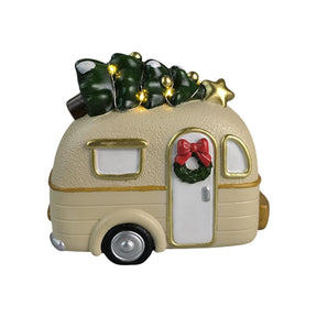 Mansion atmosphere caravan led met kerstboom 15.8x9.7x14cm