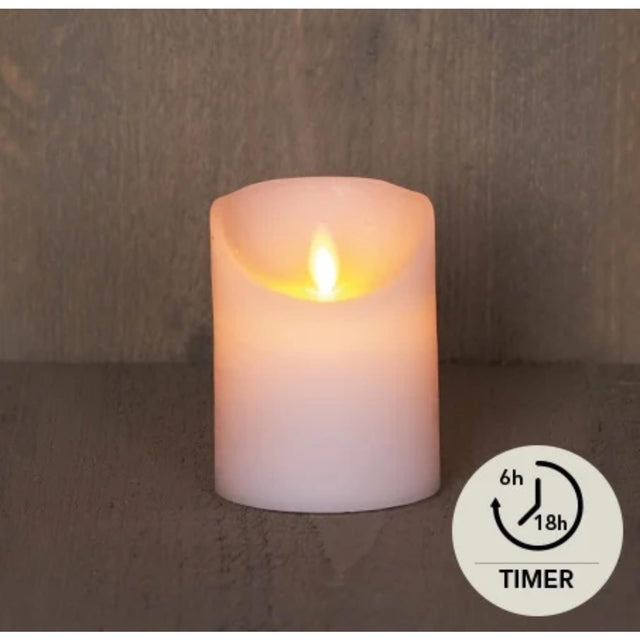 Anna's collection led rustiek stompkaars wax bewegende vlam op 3xaaa batterij met timer 7,5x10cm wit