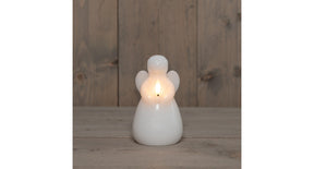 Kaars engel wax led 3d vlam op batterij met timer d8.5h14.5cm wit