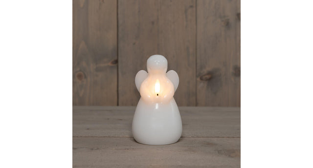 Kaars engel wax led 3d vlam op batterij met timer d8.5h14.5cm wit