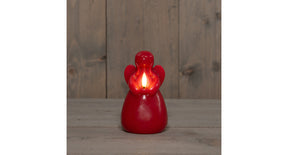 Kaars engel wax led 3d vlam op batterij met timer d8.5h14.5cm rood
