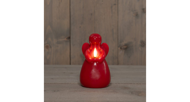 Kaars engel wax led 3d vlam op batterij met timer d8.5h14.5cm rood