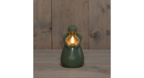 Kaars engel wax led 3d vlam op batterij met timer d8.5h14.5cm jade groen
