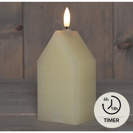 Anna's collection led kaars wax huisje ivoor 5x6x15cm