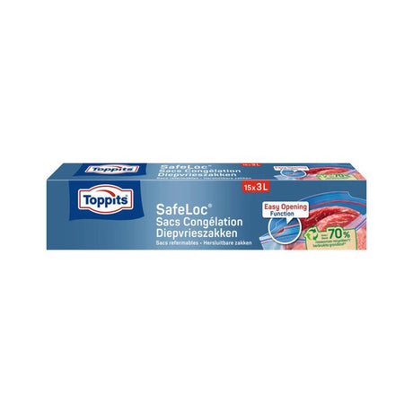 Toppits safeloc zip-diepvrieszakken 3l 15 stuks