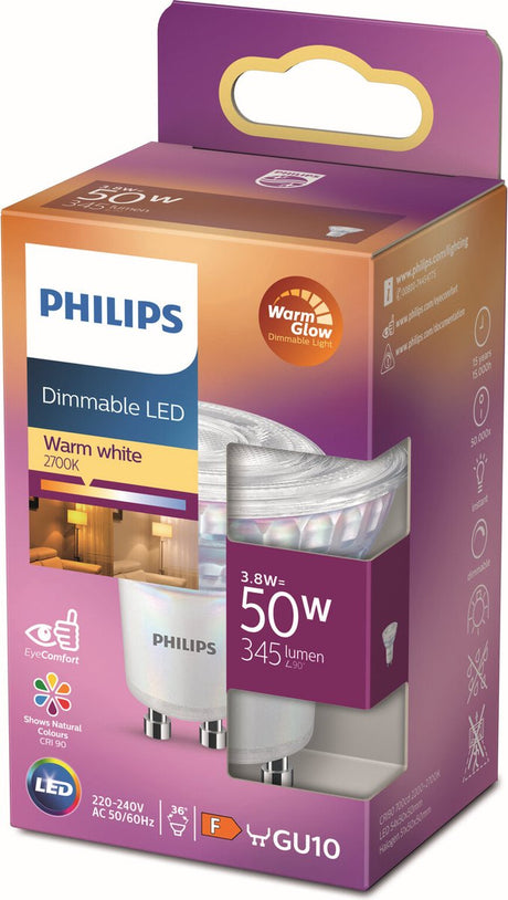Philips led spot 50w gu10 warmwit dimbaar