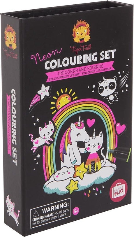 Tiger tribe neon kleurset - unicorn friend - vanaf 5 jaar - met opbergbox