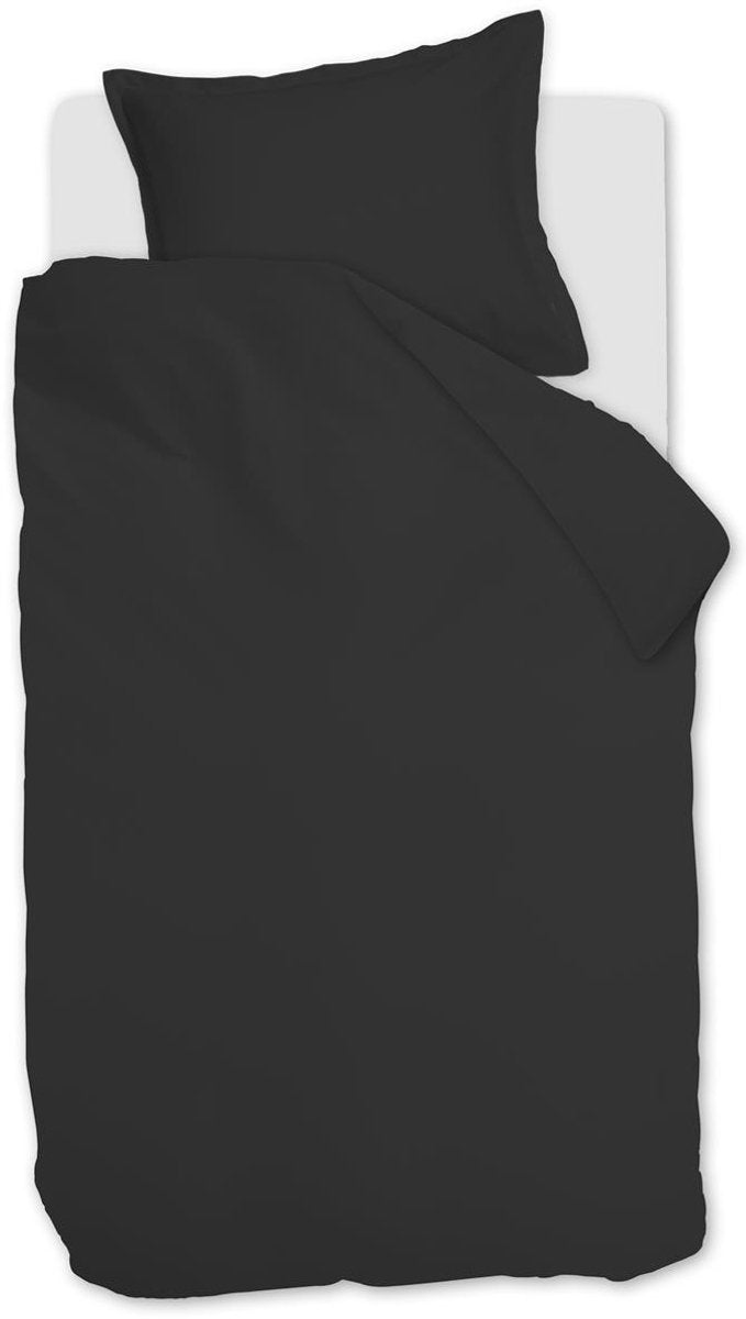 Ambiante satin uni dekbedovertrek - eenpersoons - 140x200 220 cm - zwart