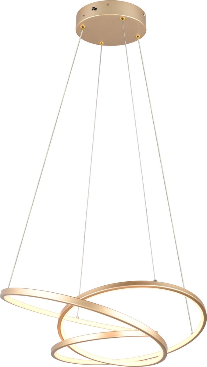 Trio darvin - hanglamp - goud - incl. 1x smd 34 w - instelbare lichtkleur - dimbaar met schakelaar - plafondbevestiging - niet geschikt voor externe dimmer - in hoogte verstelbaar - dip - schakelaar