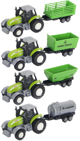 Lobbes speelgoed bv die-cast groene trekker met aanhanger en pull-backfunctie