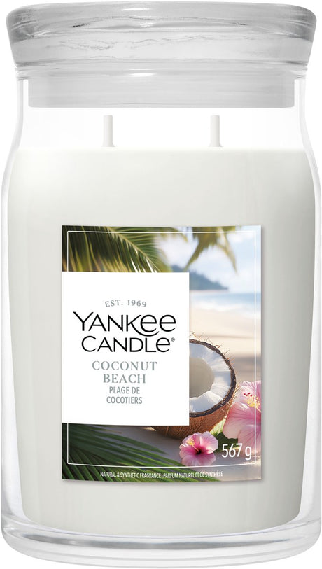 Yankee candle - coconut beach large jar geurkaars - 90 branduren - twee lonten