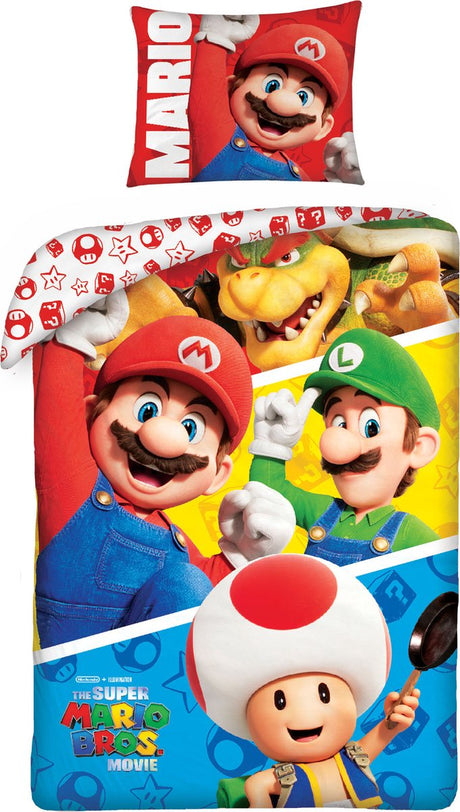 Super mario dekbedovertrek movie - eenpersoons - 140 x 200 cm - katoen
