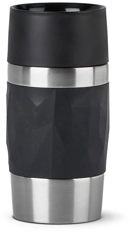 Tefal compact n2160110 travel mug - thermosfles - 300 ml - zwart - lekvrij - geschikt voor warme en koude dranken