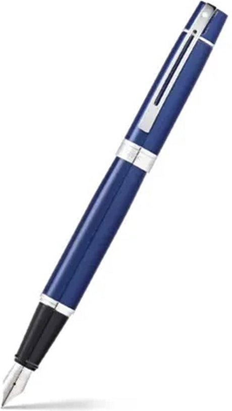 Sheaffer vulpen - 300 - zwart en glanzend blauw met chroom - penpunt m - inclusief convertor voor vulling - sf-e0934153