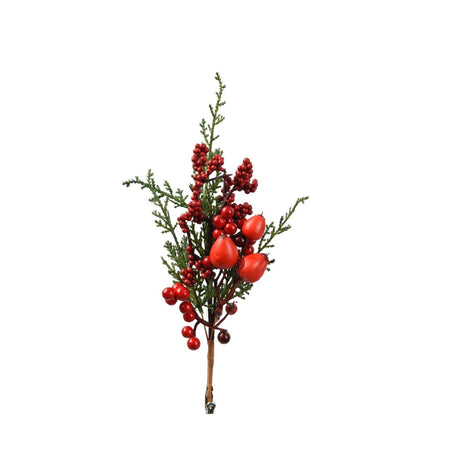 Decoris kunsttak bessen 25cm groen rood kunststof 2 stuks