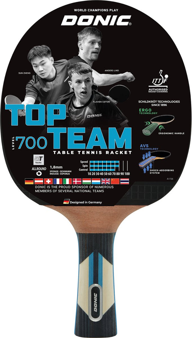 Donic schildkröt tafeltennisbat top team 700 zwart