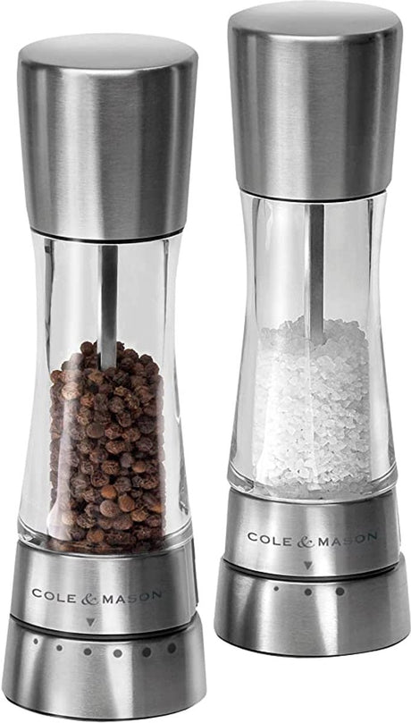 Cole mason derwent peper- en zoutmolen cadeauset – 19 cm – acryl rvs – precision maalwerk