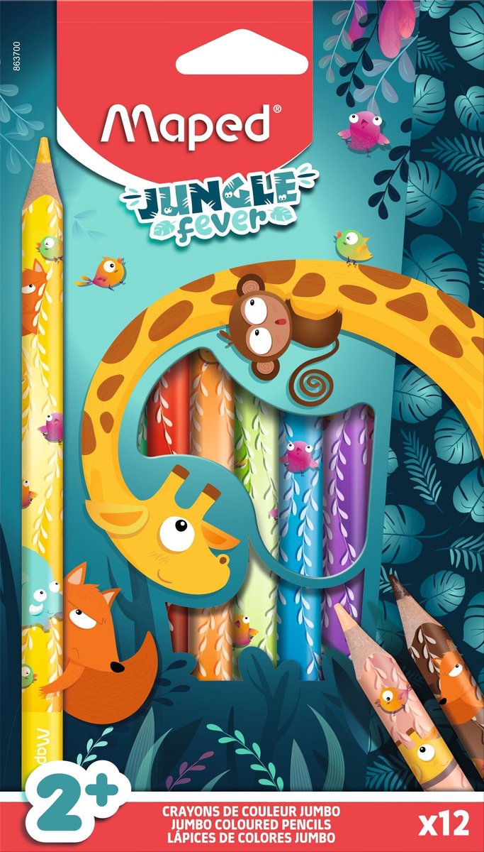 Maped office kleurpotlood maped jungle fever jumbo set à 12 kleuren