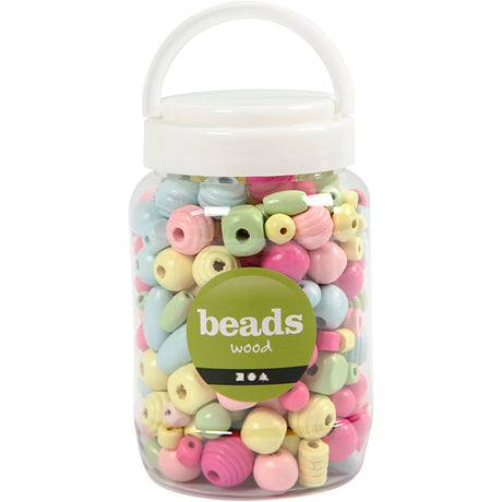 Creativ company houten kralen 10-15 mm pastel 175 gr