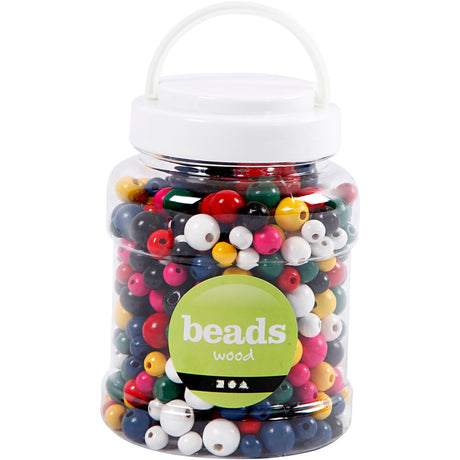 Creativ company http: www.cchobby.nl houten-kralen-d-8-10-12-mm-gatgrootte-2-2-5-mm-ca-540-stuk-diverse-kleuren-175-gr-400-ml-1-emmer