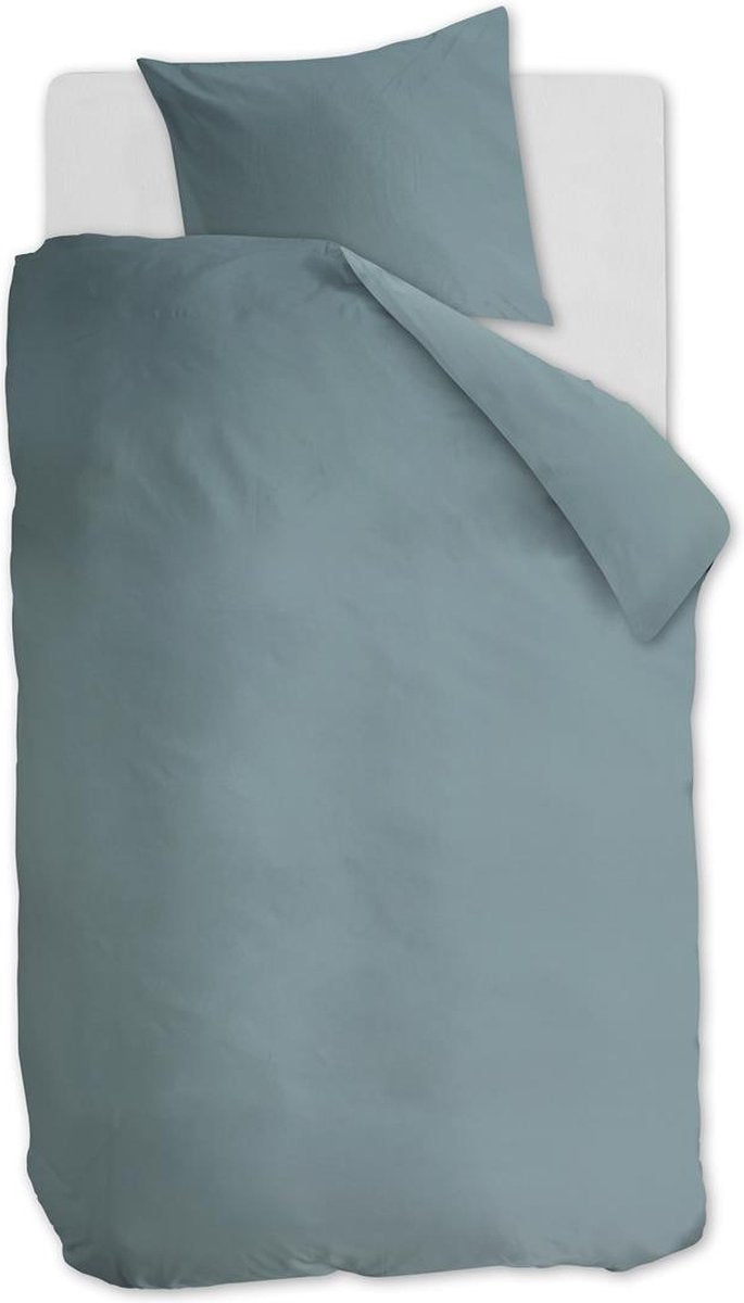 Ambiante cotton uni dekbedovertrek - effen - eenpersoons - 140x200 220 cm - blauw